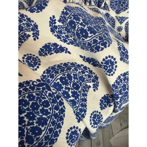 BODEN blue white cotton stretch short sleeve paisley faux wrap dress size 20R - Picture 6 of 7